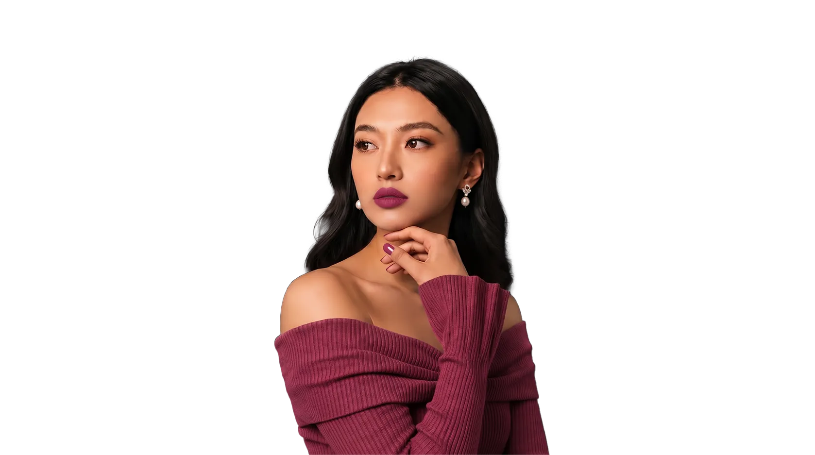 Model wearing Berry Rose