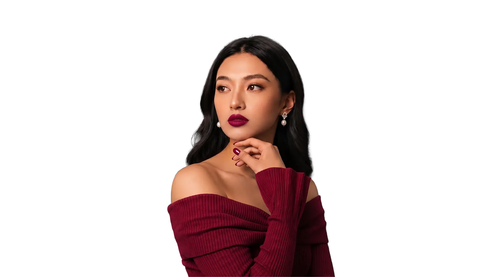 Model wearing Cranberry
