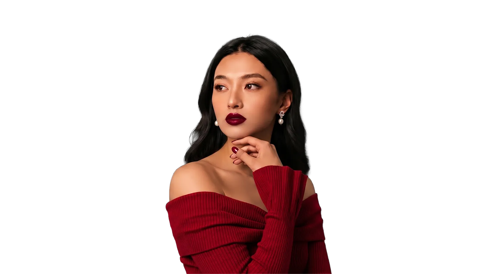 Model wearing Deep Cherry